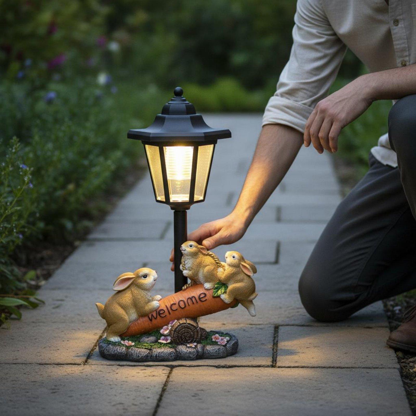 Lighting Decoration Ideas - Estatua de Conejo Solar Decorativa, Luz