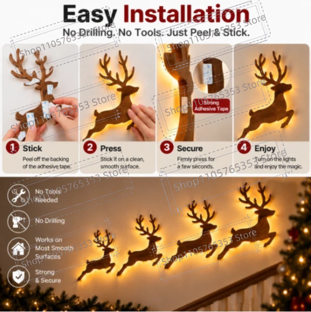 Decoración navideña con renos  - Up Lighting Decor reseña y precio