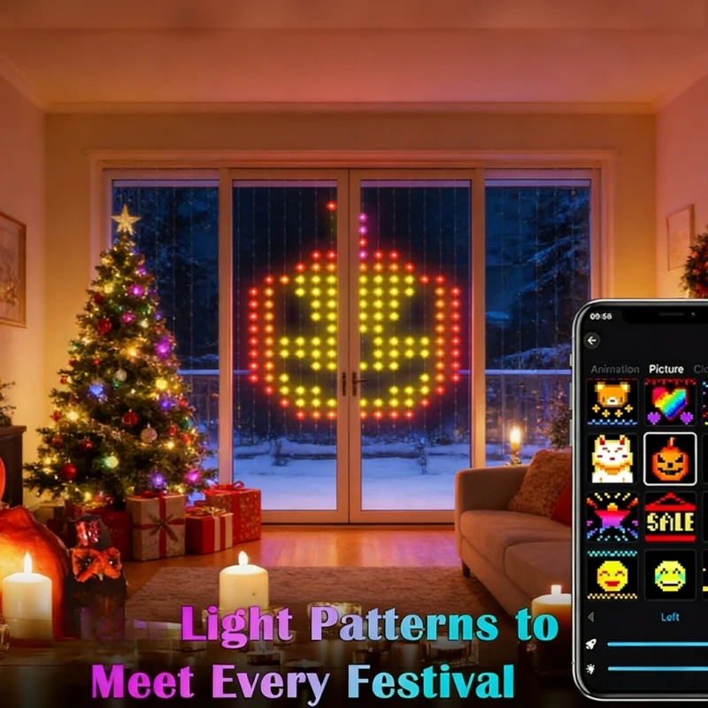 Luces de cortina inteligentes  - Lighting Christmas Decor reseña y precio